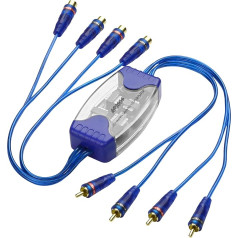 MEIRIYFA Car Audio Noise Isolator Filter, 4-Channel RCA Ground Loop Insulator, 50 W, Car Stereo Noise Suppressor Reducer for Amplifier, Speaker, Car Audio Systems (Blue, 65 cm)