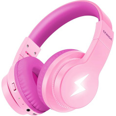 seenda Children's Bluetooth Headphones, Bluetooth Headphones with 85 dB / 94 dB Volume Limit, 45 H Playtime, 3 Lightning Modes, Bluetooth 5.3, Built-in Microphone for School/Travel, Rose