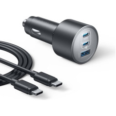 Anker 167.5W Max Cigarette Lighter USB C, 3 Port Compact Type-C Car Charger, Car Charger for MacBook Pro/Air, iPhone 15/14/13 Series, Samsung S24/S23, iPad Pro, AirPods and More