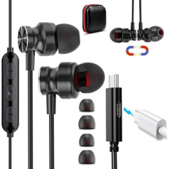 USB C Headphones for iPhone 15 Pro Max, USB Type C Earphones Hearing and Charging 2 in 1, Magnetic Hi-Fi Stereo Headphones USB C with Cable for Samsung Galaxy A35 A55 A54 A34 S24Ultra Pixel 8a 7