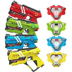 VATOS Laser Tag - Infrared Laser Gun Game with Vests, Pack of 4 - Multifunctional Laser Tag Game Set for Children and Adults, Indoor / Outdoor, Fun Gifts for 6 Years + Boys Girls (4 Sets)