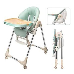 Ounuo Baby High Chair, Adjustable and Foldable Grow with You Children's High Chair with Safety Belt, 6 Months to 6 Years, PU Leather Cushion