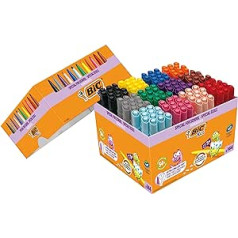 BIC Kids Filzstifte Set Visacolor XL, Fasermaler zum Malen in 12 Farben, 144 Stifte, auswaschbar, für Kinder ab 3