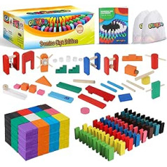 calmado - Domino Game 1000 Pieces Wooden Dominoes Toy from 3 Years - Construction Kits for Children - Domino Giga Edition in Set + Bag + Instructions + Accessories