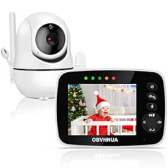 OBVHNUA Baby Monitor with Camera 3.5 Inch Video Baby Monitor LCD Baby Monitor with 355°/120° Rotation Eco Mode Night Vision Two-Way Communication Temperature Monitoring Alarm Clock Lullaby, Connection