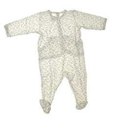 Petit Bateau Long Sleeve Romper with Foot - Girls' Onesie - Ecru - 18 Months - 80 cm