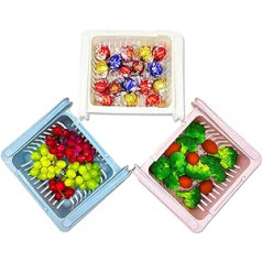 Fcozm Refrigerator Drawer Organiser, 3 Pack Retractable Drawer Refrigerator Storage Box Unique Design Extendable Trash Can Refrigerator Shelf Storage Box Small Size Fits Fridge Shelf Under 0.5 Inch