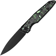 FerraMonster Taschenmesser Klappmesser Outdoor Messer Survival Messer EDC Einhandmesser mit Taschenclip, Tasche - M390 Stahl, Griff mit Titan- und Kohlefasereinlage - Männer Geschenk (Grün & Schwarz)