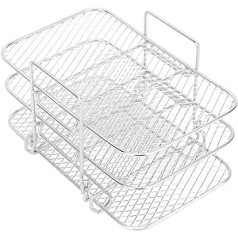 3-lagiges Heißluftfritteusen-Gestell, quadratisches Luftfritteusen-Gestell, Dörrgerät-Gestell, Fritteusen-Gestell aus Edelstahl, stapelbarer Grillrost, 3-stufiges Backgestell für