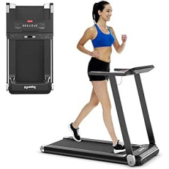 COSTWAY Foldable Home Treadmill with App Control, 12 Preset Programmes, LED Screen and Device Holder, Speed 0-12 km/h, Load Capacity 90 kg