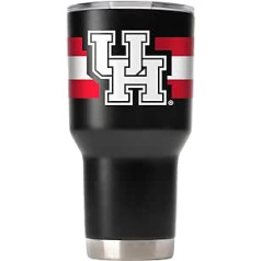 Gametime Sidekicks Houston Cougars Trinkglas, schwarz, 850 ml, offizielles Lizenzprodukt, 18/8 Edelstahl, doppelwandig, vakuumisoliert, UV-LED-gedruckte Logos, schweißfrei, bleibt heiß/kalt – 360 Grad