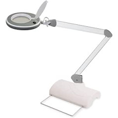 Lumeno 821X Grey LED Magnifying Lamp Workplace Light Cosmetic Lamp Adjustable Brightness Levels Crystal Clear Glass Lens Reading Aid / Magnifying Glass Choice of Tripod 3 with Table Tripod