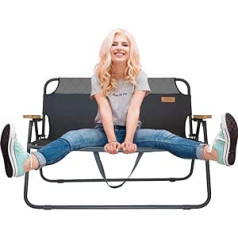 HDG James Folding Bench Camping Bench Garden Bench Portable Folding 2 Seater Camping Chair