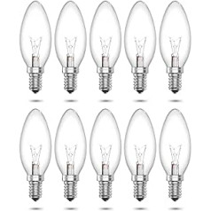 DoRight E14 Candle Halogen Bulbs 60 W, Dimmable E14 SES Classic Clear Candle Light Bulb 230 V C35 Small Screw Chandelier Light Bulbs Warm White 2400-2600 K for Ceiling, Chandelier (Pack of 10)