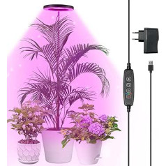 Qoolife Plant Lamp LED Full Spectrum for Indoor Plants, 147 cm Height Adjustable Plant Light with 72 LEDs, 3 Dimmable Brightness Levels, Timer 3/9/12 Hours for Indoor Plants