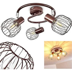 Cancun Ceiling Light Adjustable Ceiling Light Metal Brown 3 Bulbs Rotatable and Swivelling Lampshade 3 x E14 Fitting Retro Design Spot Light Bulb Not Included