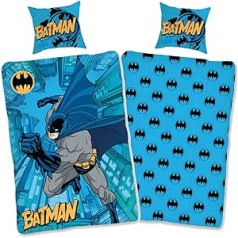 SkyBrands Batman Bed Linen 135 x 200 cm 80 x 80 cm Pillowcase [Cotton] Children's Bed Linen Boys Reversible Bed Linen Batman 135 x 200 cm Oeko-Tex German Size