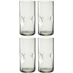 Leonardo Vesuvio Drinking Glass Set of 4 – Cups Made of High-Quality Glass in Organic Shape – Capacity 330 ml – Handmade – Dishwasher Safe – 4 Water Glasses in Grey Colour, 077379