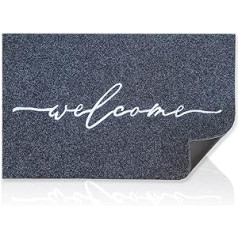 AAZZKANG Welcome Mats for Front Door, Large, 90 x 60 cm with Non-Slip Rubber Underlay, Simple, Clean Entrance Door Mat for High Traffic Interiors, Outdoor Doormat Grey