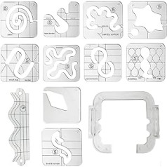 Free Motion Quilting Ruler Template Set for Household Sewing Machine (Quiting Frame + 11pcs Q5 Series Rulers)