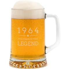 Dust and Things Engraved 1963 Year of The Legend Design Tankard - 60th Birthday Gift for Men and Him - 20oz Glass Tankard
