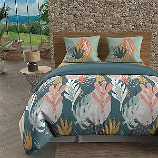Soleil d'ocre, Comforter Set Cover in Cotton 57 Son 260 x 240 cm Mathis Blue