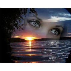 DIY Oil Painting Painting by Numbers Adults Children Beauty Eyes Sunset Lake Number Painting from 5 Oil Wall Art (Eyes, with Frame)