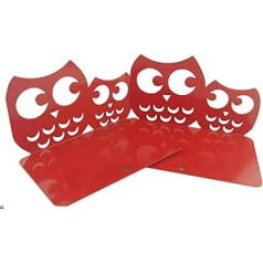 Pair of Cute Owl Design Bookends for Children Non Slip Metal Red