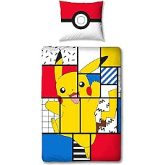 Character World Pokemon Pikachu Bed Linen Set 135 x 200 cm + 80 x 80 cm German Size 100% Cotton 2-Piece Teenager Children's Bedding Set