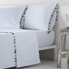 COTTON ARTean Ega White 135 x 190/200 cm 100% Cotton Percale 200 Thread Count Duvet Cover Set Including Flat Sheet + 1 Pillowcase + 1 Fitted Sheet