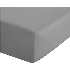 Catherine Lansfield Easy Iron Fitted Sheet, Easy Iron, Percale, Polycotton, Grey, Superking Fitted Sheet