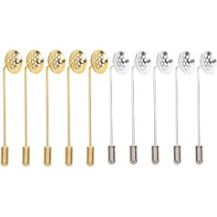 SOIMISS Pack of 10 Zinc Alloy Safety Pins Brooches Silver and Golden Lapel Pin Blanks for Men Women Suit Tie Hat Scarf Badge DIY Costume Jewellery Accessories Brooch Base