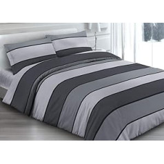 Biancheria Web 100% Cotton Striped Duvet Cover for Queen Bed - Grey