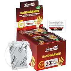 Thermopad hand warmer - the original: 30 Pairs of Heat Pads for 12 Hours of Heat; Instant Use Pocket Warmers; Extra Warm Heatpad - Ideal for Outdoor Activities and Gloves; Hand Heat Pad