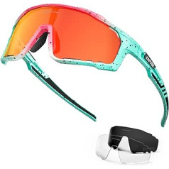 KAPVOE Polarisiert Fahrradbrille Herren Damen Sonnenbrille 3 Wechselgläsern TR90 Rahmen Sportbrille Radfahren MTB Radbrille Laufen Wandern Golf Baseball Volleyball Tennis Angeln Softball Bergsteigen