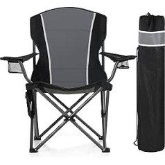 HIGH POINT SPORTS Camping Chair Foldable up to 160 kg Camping Chair Folding Chair with Drink Holders Folding Chair Camping Fishing Chair Foldable