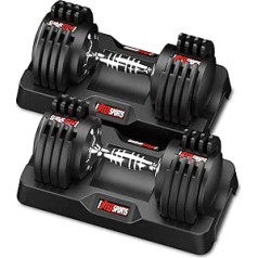 EnterSports 12 kg x 2 Adjustable Dumbbells, Adjustable Space-Saving Dumbbells, Non-Slip Handle, 5 Weight Levels: 2-12 kg, Good for Home, Office, Gym, Body Training