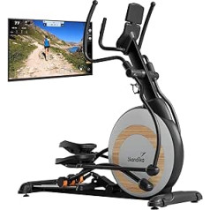 Skandika Cross Trainer Carbon P26-S Elliptical Trainer for Home, Height Adjustment, App Compatible, up to 150 kg, 32 Resistance Levels, Double Rail System, Fitness Device for Endurance Training