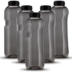 Kavodrink Tritan Water Bottle 1.0 L Black Sports Bottle BPA Free Bottle 1000 ml Pack of 5