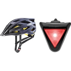 uvex i-vo cc MIPS - Lightweight All-Round Helmet for Men and Women - MIPS System - Expandable with LED Light - Midnight - Silver Matt - 52-57 cm & Plug-in LED XB039 Light - Black-Red - One Size