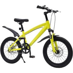 SABUIDDS 18 Inch Children's Bike, Bicycles for Girls and Youth, Bicycle Mountain Bikes, Road Children's Bikes, with Non-Slip Pedals, Warning Bell, Youth Bike for Outdoor Sports Trips, Yellow