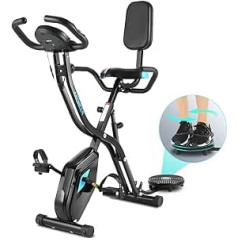 ANCHEER Foldable Exercise Bike, 10 Levels Magnetic Exercise Bike with App Holder for Tablet, Weight Capacity: 120kg (Black (Backrest + Waist Rotation)