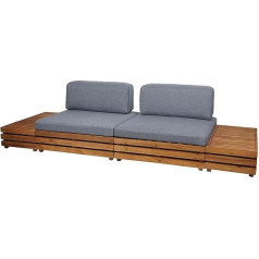 Garden Furniture Set HWC-L28 Lounge Set Lounge Chair Sofa Spun Poly Acacia Wood MVG Upholstery Dark Grey