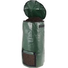 Compost Bag - Garden Sack Leaf Bag, Compost Container Garden Bag PE Compost Bag, Garden Waste Lawn Cutting Bags, with Lid and Handles, for Kitchen, Garden, Yard (45 cm x 80 cm (34 Gallons)