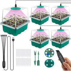 VDYXEW Indoor Greenhouse Propagator with Light, Indoor Greenhouse with Lighting, Mini Greenhouse Windowsill Set, for Seedling Plant Germination (5 Pack)