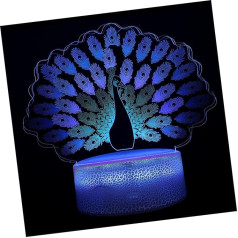 OSALADI Design Men Peacock Teens Home Creative Stirring Decor Illusion Child D Bedroom Lights Decorative Desktop Visual Night LED Touch Gifts Control Peacock Effect