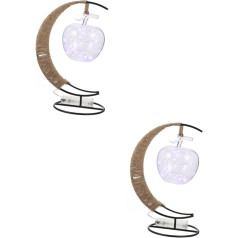 OSALADI 2St Apfelsternlaterne geführte Mondlampe Mond Tischlampe Schreibtischlampe leinenlicht Dekor Batterien LED-Lampe Nachtlicht einzigartig farbige Lichter Lichterketten schmücken Glas