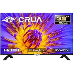 CRUA Smart TV 32 Inch (80 cm) TV Android TV HD Ready Triple Tuner Dolby Audio Google Play Store YouTube Netflix DAZN Disney+ Google Assistant (2023)