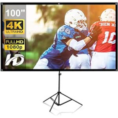 Projector Screen with Stand 100 Inch 16:9 4K HD Projection Movies Screen for Indoor Outdoor Home Theater Backyard Cinema Trave