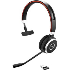 Jabra Evolve 65 SE Wireless Mono Headset - Bluetooth Headset with Noise Cancelling Microphone and Durable Battery - Unified Communications Certified for Zoom, Unify and More - Black